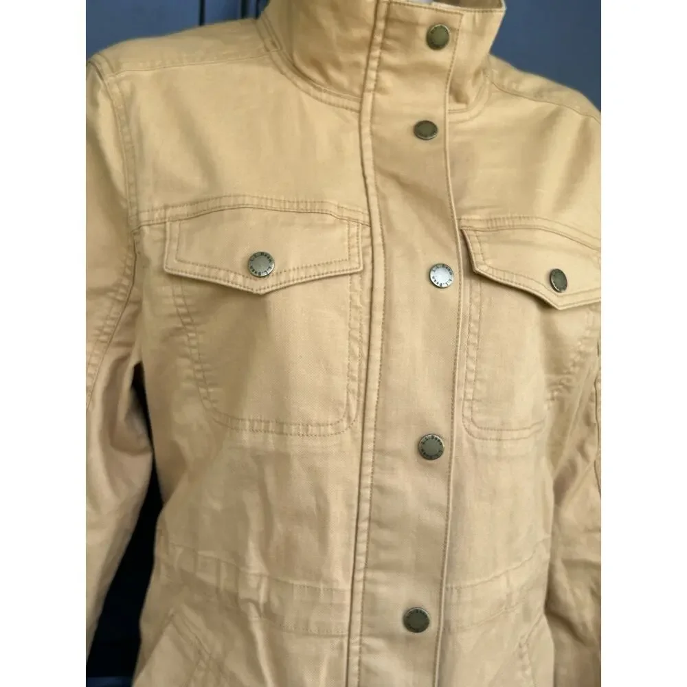 LL Bean BeanFlex Jacket Womens Med Utility Field Military Full Zip Pockets Khaki
